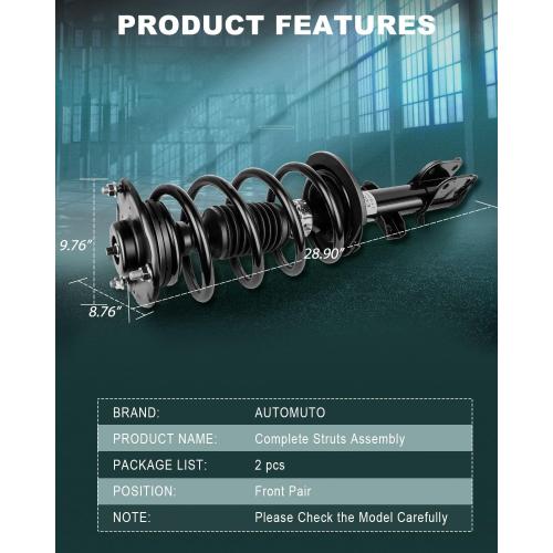 AUTOMUTO - Both (2) Front Pair Driver & Passenger Side Complete Strut & Spring Assembly Replacement for 2010-2012 for Hyundai for Santa Fe