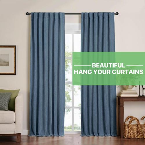 2 Pack 28-48 inch Black Metal Wall Mounted Curtain Rod Set with Brackets, 5/8 Adjustable Small Curtain Rods for Bedroom, Kitchen, Living Room, Grommet Curtains