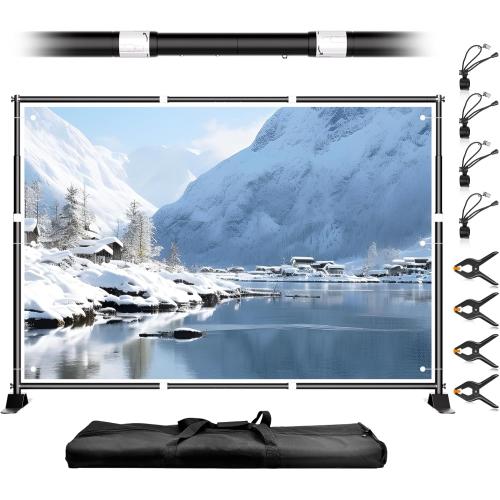 10 x 8FT Backdrop Banner Stand, Heavy Duty Adjustable Photo Background Support Frame Kit, Step and Repeat Stand for Photo Booth, Parties, Exhibition, Trade Show, Wedding