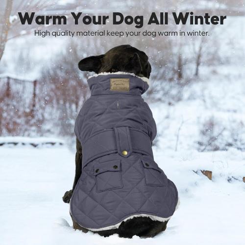 KYEESE Dog Coat Warm Pet Winter Puffer Coat with Leash Hole Soft Pet Sweater for Cold Weather Waterproof Dogs Jacket with Fleece Lined Thick Pets Clothes with Pocket Windproof Dog Coats for Small Dogs