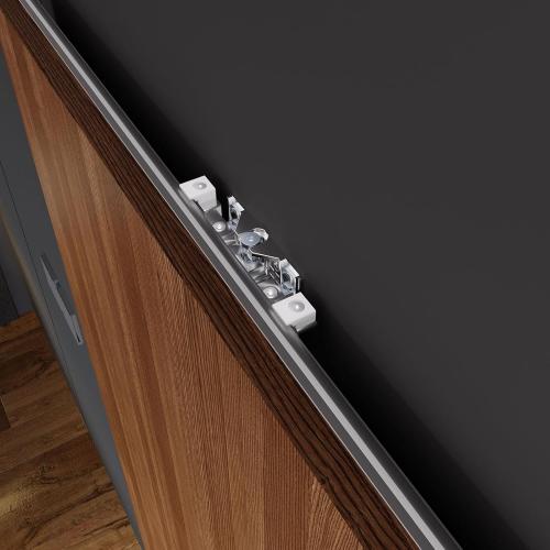 48inch Concealed Sliding Barn Door Hardware with Soft Close Mechanism, Wall Mount System, Fit MIN Opening Width 40in, Invisible Floor Track, Aluminum(Door is not Included)