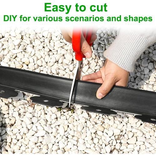 JERIA 2 Inch Tall 200 FT Garden Edging Kit with 240pcs Spikes, Plastic Edging for Landscaping