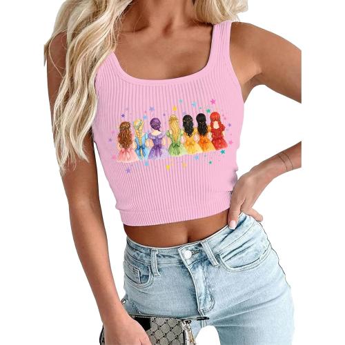 AMWIPE Magical Tank Tops for Women Magic Princess Shirt Magic Kingdom Sleeveless Crop Tops Funny Holiday Graphic Tee