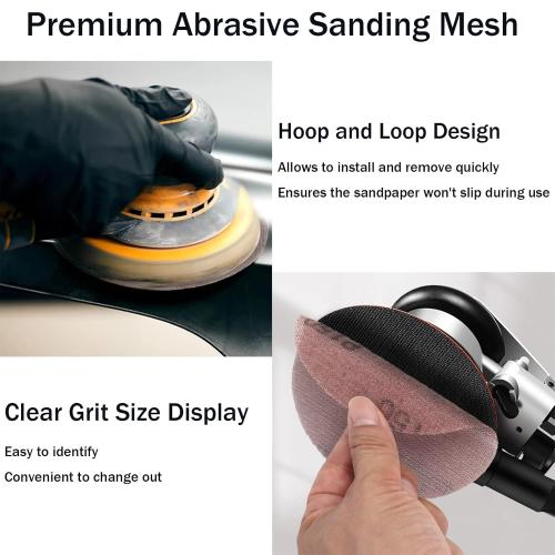 9 inch Mesh Abrasive Sanding Disc Dust Free Hook and Loop Mesh Sanding Paper Sheets 10 Pieces 80 Grit Sandpaper for Drywall Sander Wood Metal Car Polishing Grinding