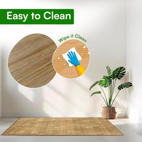 70 x 35 inch Natural Bamboo Area & Kitchen Rug | Bath & Shower Mat | Indoor Runner Mat | Anti-Slip and Roll-Up (Carbonized, 70 x 35 inch)
