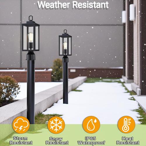 GRUENLICH Outdoor Post Light Fixture, Tempered Glass, 16.5 Black 1 Pack