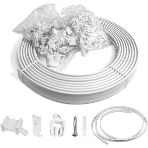 Plastic Curved Curtain Track – 5M Flexible Bendable White Ceiling Mount Rail for Room Divider, Shower, Bathroom, Drop Ceiling Installation