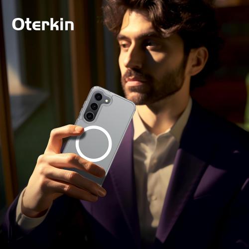 Oterkin Magnetic for Samsung Galaxy S23 Fe Case Matte, S23 Fe Phone Case Compatible with MagSafe Frosted Translucent Shockproof Anti-Scratch Slim Fit Case Military Grade Protection (Clear Matte)