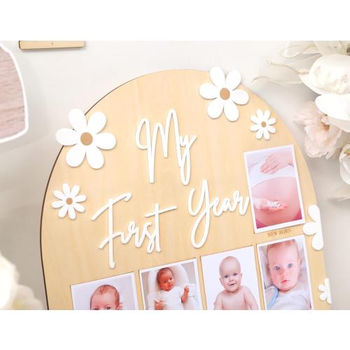 WAWUO 1st First Year Photo Board, 12 Month Picture Milestones Board, My First Year Board, Daisy Birthday Decorations