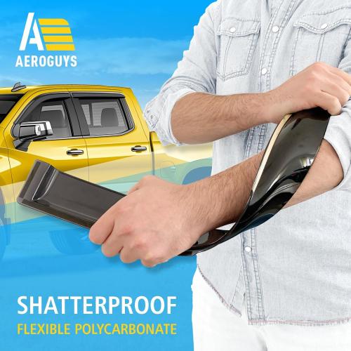 Extra Durable Window Deflectors Tape-On Window Visors Rain Guards Fit for Chevrolet (Chevy) Silverado 1500 2019-2026 Crew Cab, Sun Visors, Wind Vent for Shades, Exterior Car Accessories - 4pcs. AG0798