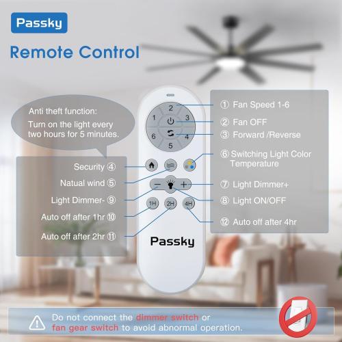 Size 72 inch Color Black Ceiling Fans with Lights, Large Modern Ceiling Fan with Light and Remote Control, Reversible, 3CCT, Dimmable, Quiet, Black Ceiling fan For Bedroom, Living Room, Patio Farmhouse, Indoor/Outdoor