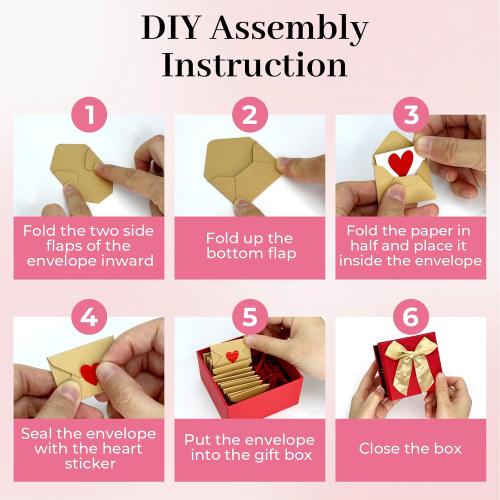 60 Mini Blank Love Notes and Envelopes for Him, Her, Wife, Husband, Mini Envelopes With Blank Cards, Tiny Valentines Day Card, Cute Birthday, Couple Gifts For Girlfriend Boyfriend