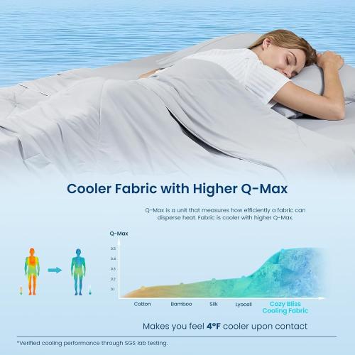 Cozy Bliss Cooling Comforter King XL Size, Cooling Blankets for Hot Sleepers and Night Sweats, Gray Summer Comforter for King XL Bed, Breathable Soft Lightweight Silk Smooth
