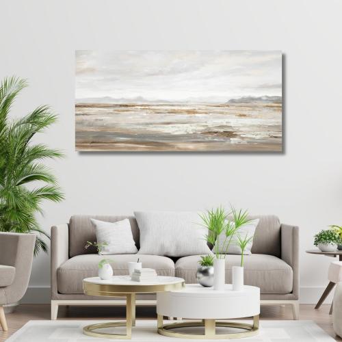 TRAIN2 ART Abstract Wall Art Canvas Wall Art for Living Room Brown and Grey Ocean Wall Decor Large Artwork for Bedroom Home Office 24x48