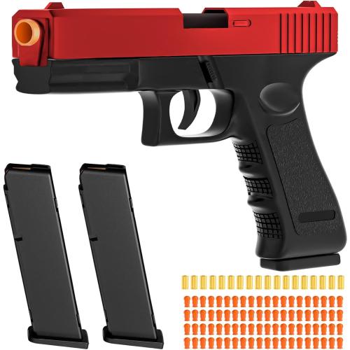 Soft Bullet Toy Gun - Semi-Automatic Mode, Realistic Shell Ejecting Toy Guns, Birthday Gift (Red & Black)