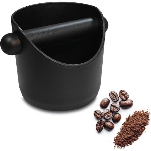 Espresso Compact Knock Box (4x4), Shock Absorbent Knock Box Non-Slip Base & Removable Rubber Knock Bar Coffee Puck Box, Durable Espresso Dump Bin for Home/Office, Dishwasher Safe