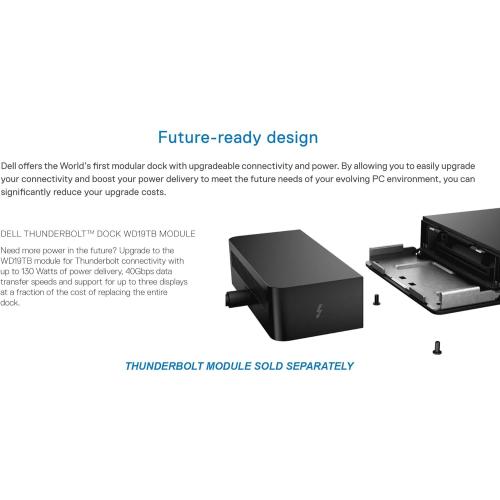 Dell WD19 130W Docking Station (with 90W Power Delivery) USB-C, HDMI, Dual DisplayPort, black
