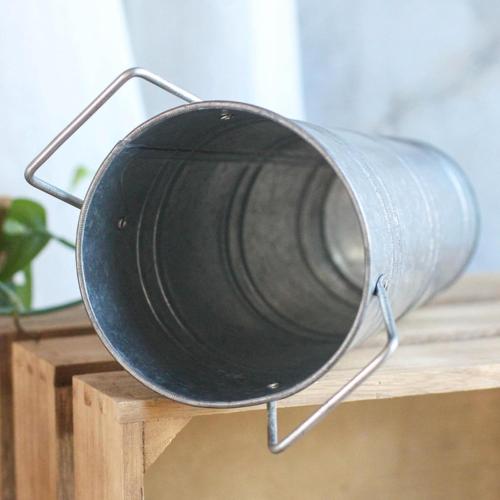 ZOOFOX 3 Pack Large Galvanized Metal Vases, 11 Inch Farmhouse French Flower Bucket Vase with Handles, Metal Floral Container for Cut Flowers, Flowers Arrangements, Table Centerpiece Wedding Decor