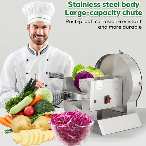 2-in-1 110V Electric Vegetable and Fruit Slicer, Adjustable Thickness 0.04-0.4, Commercial Stainless Steel Cutter for Cabbage, Tomatoes, Lemons