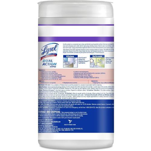 Lysol Dual Action Disinfectant Wipes, Multi-Surface Antibacterial Scrubbing Wipes, Dorm Room Essentials, Citrus Scent, 75ct (Pack of 4), Packaging May Vary