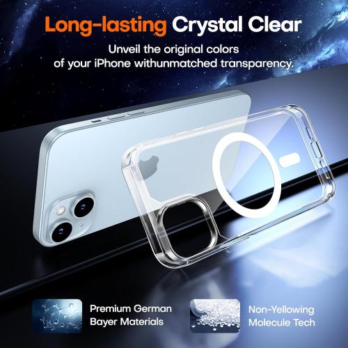 TAURI for iPhone 15 Plus Case Clear, Compatible with Magsafe, with Screen Protector, Military Grade Drop Protection Shockproof Case for iPhone 15 Plus 6.7 Inch | 3 in 1, Not Yellowing, 6.7 Inch