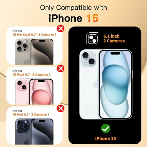 COOLQO for iPhone 15 Case 6.1'' Upgraded 360° Spin Magnetic Stand [Compatible with Magsafe][Military Protection] Plating Matte Scratch-Resistant Back Protective Shockproof Phone Case, Black Gold