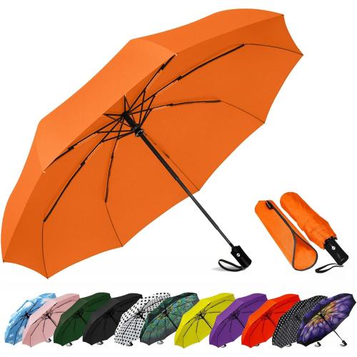 SIEPASA Windproof Travel Compact Umbrella-Automatic Umbrellas for Rain-Compact Folding Umbrella, Travel Umbrella Compact, Small Portable Windproof Umbrellas for Men Women Teenage. (Orange)