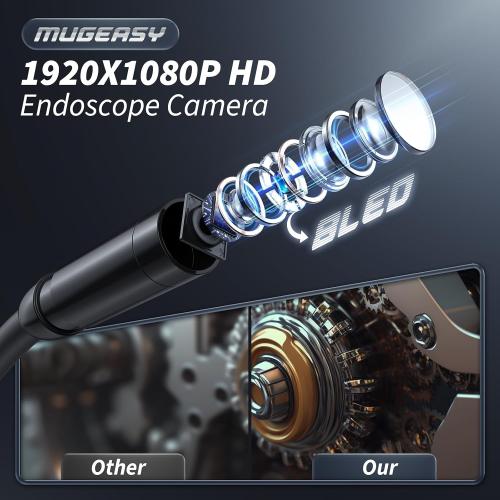 Endoscope Camera with Light, Inspection Borescope Camera with 4.3 IPS Screen, 1920P HD with 8 LED Lights, 16.5FT Semi-Rigid Cord Bore Scope, IP67 Waterproof Endoscope for Sewer, Tools(Orange)
