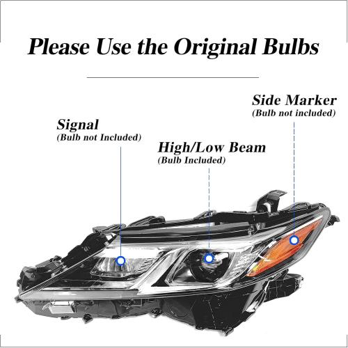 ILAMP Headlight Fit For 2018 2019 2020 Toyota Camry L/LE/SE Projector LED Headlamp (Left Driver) W/Clear Lens LH 81150-06C40 CM17A01-4L