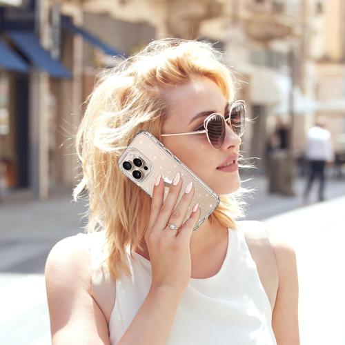 Hython for iPhone 16 Pro Case Glitter, Clear Glitter Sparkly Shiny Bling Sparkle Cute Cover, Anti-Scratch Soft TPU Thin Slim Fit Shockproof Protective Phone Cases for Women Girls, Clear Glitter