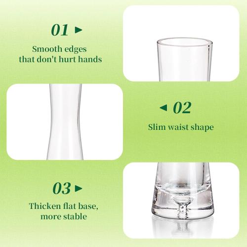 Hewory Glass Bud Vases for Centerpieces Set of 6, Handmade Modern Clear Small Skinny Decorative Single Flower Vase, Minimalist Slim Floral Vase for Home Wedding Party Events Table Decor,