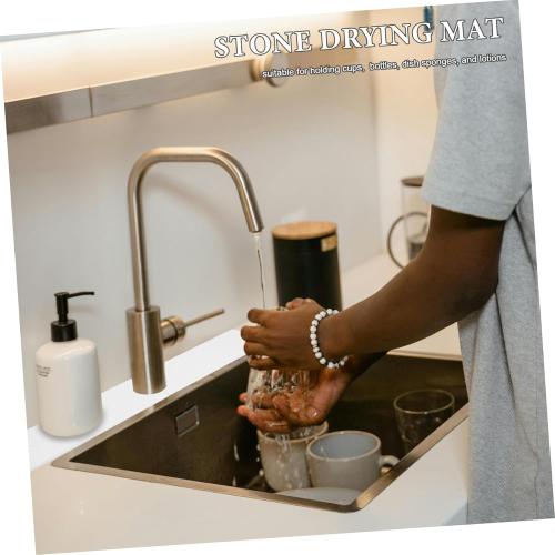Angoily Diatomite Sink Faucet Mat Water Absorbent Dry Counter Mat Kitchen Accessory