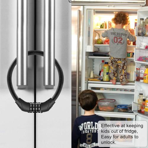Rofio Refrigerator Lock, Upgraded 4 Digit Fridge Lock for French-door Refrigerators, Cabinet Locks, Easy to Set and Use