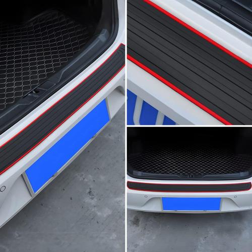 Car Rear Bumper Protector Guard - Anti-Scratch, Non-Slip, 40.9in Black Rubber Accessory