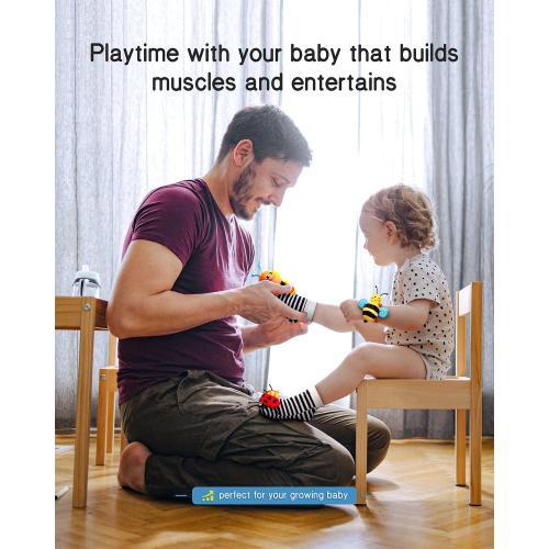 Infinno Baby Wrist Rattle Socks and Foot Finder Set, Perfect Baby Toys for 0-12 Months Newborn Boys and Girls As Shower Gifts, Garden Bug Series