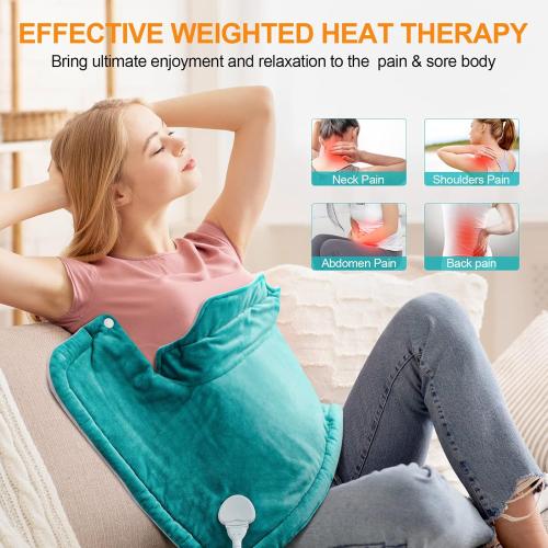 Heating Pad for Neck and Shoulders and Back, Christmas Birthday Gifts for Women Mom Wife Men Dad, Mothers Day Gifts, Weighted Neck and Shoulder Heating Pads, 6 Heat Settings 4 Auto-Off,17x23 Blue