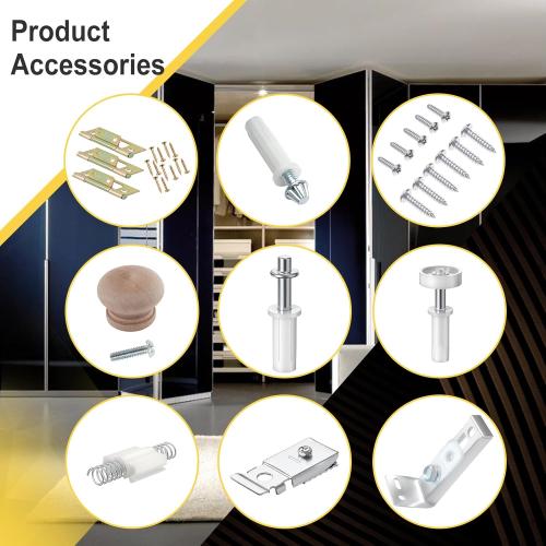 Bifold Closet Track Kit, 24inch Length, Steel Track, White (1 Kit)