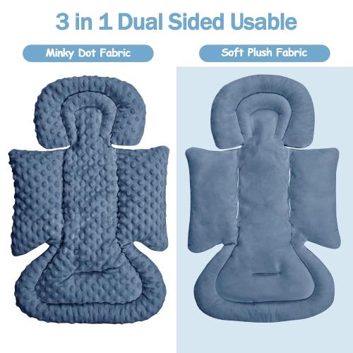 Infant Car Seat Insert Boy Girl, 3 in 1 Newborn Carseat Insert with Strap Pads, Car Seat Head Support for Baby Strollers, Swings, and Bouncers, Comfortable and Machine Washable, Blue