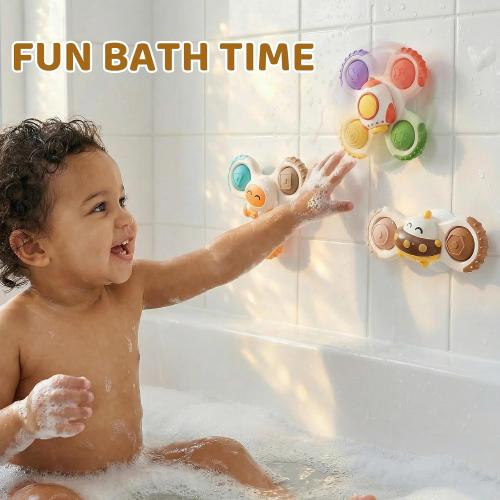 ALASOU 3PCS Pop Suction Cup Spinner Sensory Airplane Travel Toys for 1 Year Old Boy Girl Infant Toddlers|Novelty Spinning Tops 12 18 Months|1 2 Year Old Boy Birthday Gift|Baby Bath Toy Kids Ages 1-3