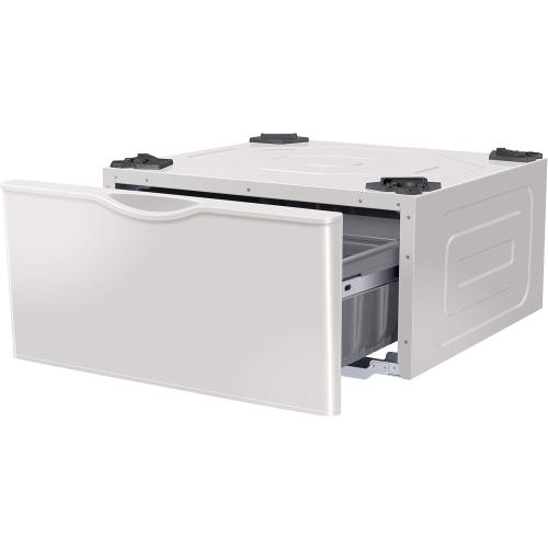 SAMSUNG 27-Inch Washer Dryer Pedestal Stand w/ Pull Out Laundry Storage Drawer, Stainless Steel, WE402NE/A3, 28.1D x 27W x 14.2H, Ivory