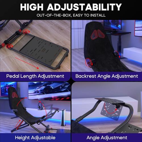 Foldable Racing Simulator Cockpit for Logitech Thrustmaster MOZA | Space-Saving for Apartments, 10-Min Setup, Steel Frame. For G29/G920/G923/G27, T248/T300RS, for Xbox PS5