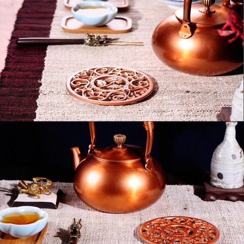 Cast Iron Trivet Decorative Mat- Heavy Duty Hot Pot Holder Pads, Placemat with Vintage Floral Pattern- for Kitchen Dining Table Tea Pot (Version A)