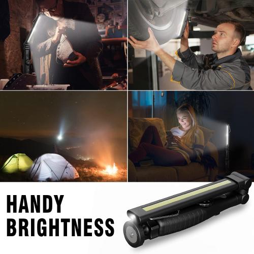 Dr. Prepare LED Work Light, 700 Lumens Foldable Rechargeable Work Light, 3200mAh Cordless Portable Magnetic COB LED Inspection Light for Car Repair, Home, Garage, Emergency
