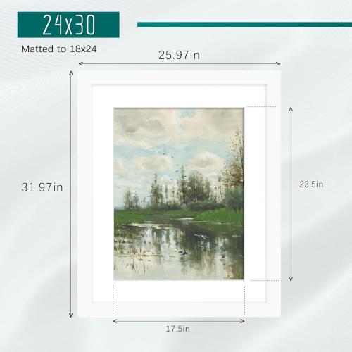Picrit 24x30 Picture Frame 3 Pack, White Poster Frame, Display Poster 18 x 24 with Mat or 24x30 without Mat for Horizontal or Vertical Wall Mounting