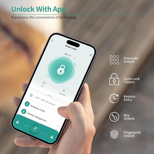 IRONZON Fingerprint Door Knob for Bedroom - 291Y 4-in-1 Keyless Bedroom Door Knob Smart Lock with App, One-tap Privacy Mode Setup, Auto-Lock Easy to Install - Matte Black