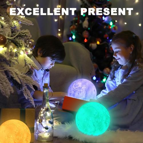 Moon Lamp, Sliding Control Moon Night Light, Kids Night Light, 16 Colors Moon Light with Unique Stand, Remote&Sliding Control, Timing, USB Rechargeable, Gift for Kid Friend Lover, 6 in