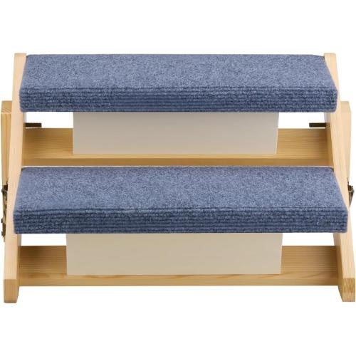 VEVOR Wood Pet Stairs, 2-Step Dog Stairs for Beds, Sofa & Cars, 110lbs Load Capacity, Floded Flat Design, Stable & Sturdy Cat & Dog Step Ladder for Small Medium Large Older Pet Puppy Essentials