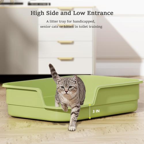 Vealind Extra Large Cat Litter Box High Sided and Low Entry Litter Tray for Senior and Big Cats 23.6 x15.7 x5.9 XL Deep High Back Kitty Litter Boxes for Indoor Cats