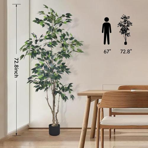 HAIHONG 6Ft Artificial Ficus Tree with Realistic Leaves, Livelike Faux Silk Indoor Outdoor Plant for Home Office Decor Living Room, Porch, Garden Decor