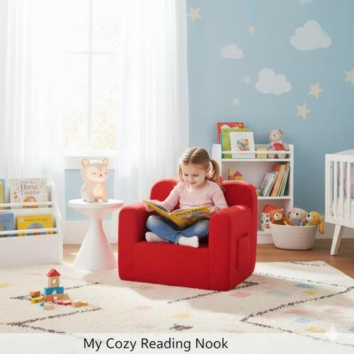 Tiita Kids Couch Plush Toddler Chair, Cloud-Like Glow in The Dark Kids Sofa Toddler Reading Chair with Washable Cover Carrying Handle, Convertible Children Sofa Chair for Girls and Boys